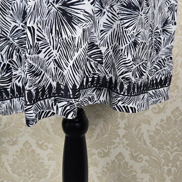 Vineyard Vines Size Small Black and White Linen Shift Dress Split Neck Short Slv - Picture 2 of 16